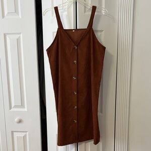 SHEIN Chocolate Faux Button-Front Midi Dress